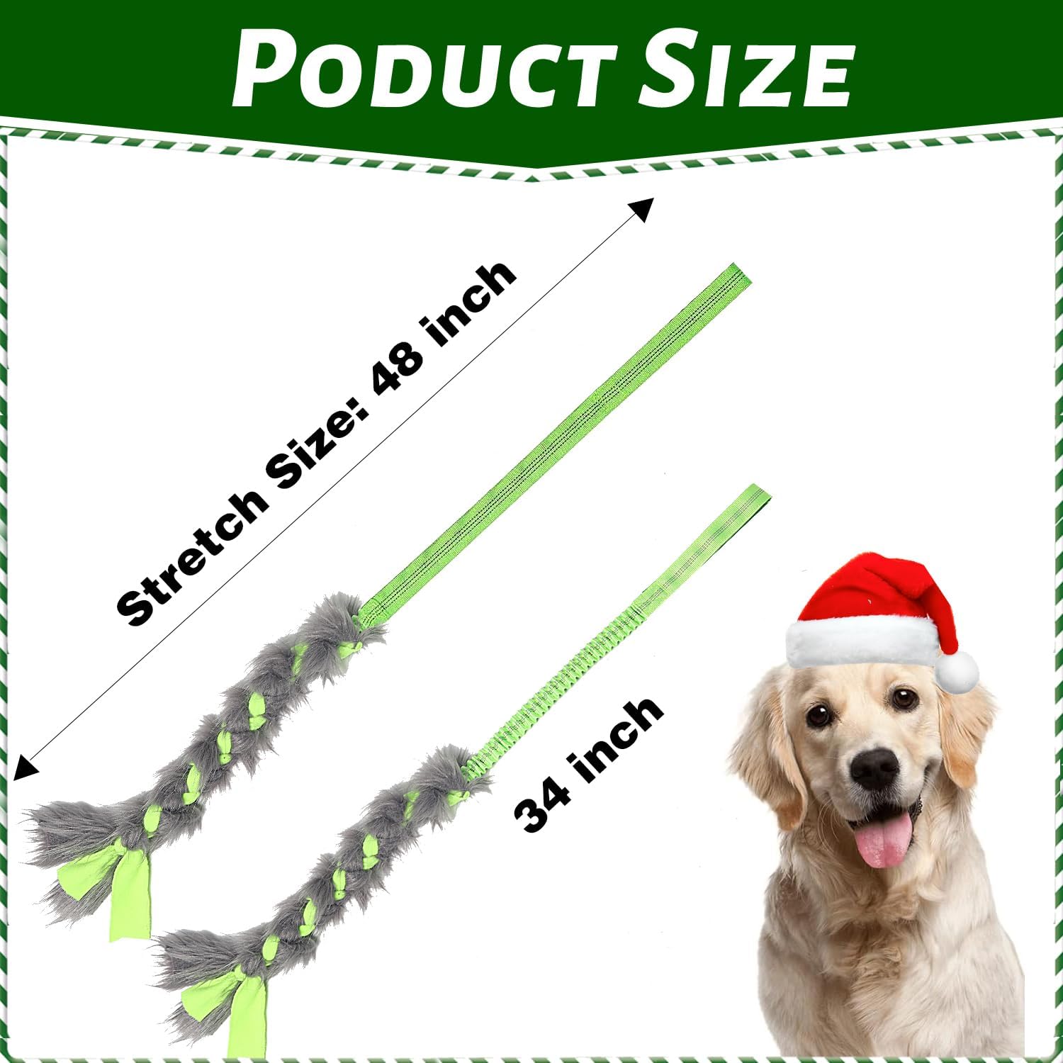 wodoca Christmas Dog Tug Toys Dog Rope Toys Pets Puppy Aggressive Chewers Toys Xmas Pet Gifts, Easy to GRAP Large Dogs Chew Toy Ideal for Training for Puppy, Middle Dogs Play Hand Made (Green)