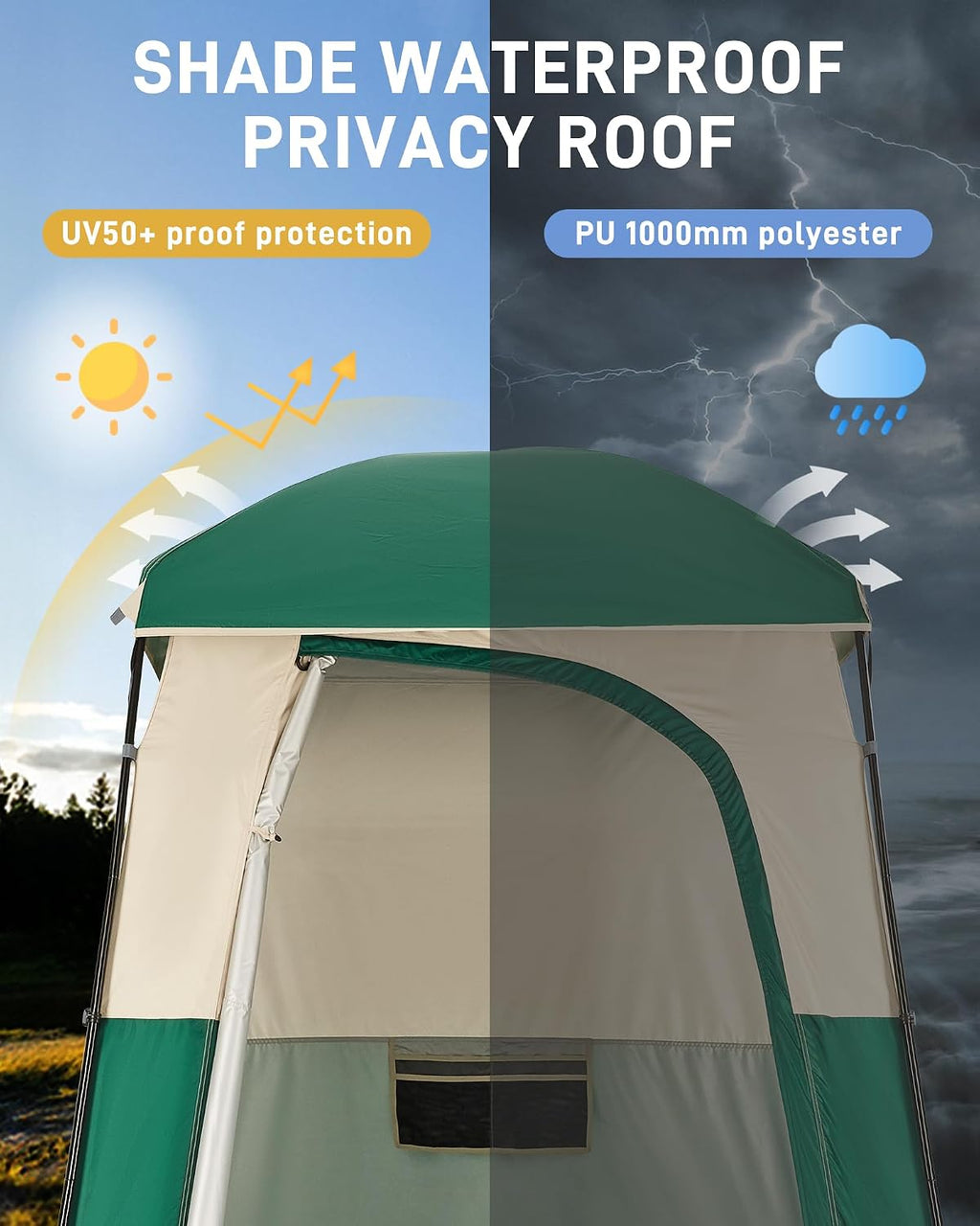 KingCamp Shower Tent, Portable Privacy Tent Outdoor Camping 1/2 Room Toilet Tents with Shower Bag & Dressing Room for Beach, Camping & Hiking