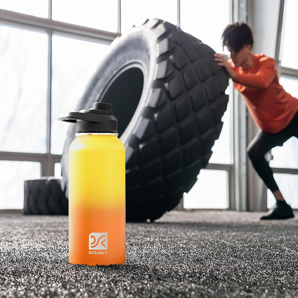 DYSANKY Insulated Water Bottle | Thickened Stainless Steel Vacuum Metal | Portable Sports Water Jug for Gym and Hiking with Straw, Carrier Bag, Handle Strap | BPA-Free 32 oz