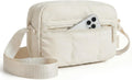 BAGSMART 2 in 1 Small Puffy Camera Sling Bag, Beige