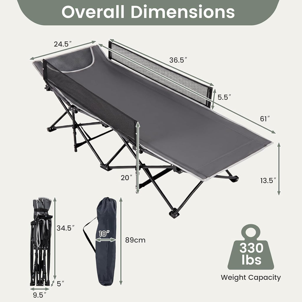 Goplus Foldable Kids Cot, Portable Sleeping Cot(Gray)
