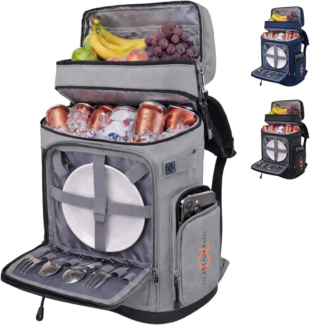 Alphasonik Cooler Backpack 48 Cans Insulated Backpack Cooler for Men & Women, 2 Leak Proof Compartments Coolers Bag for Beach Travel Picnic Hiking BBQ Fishing Outdoor Camping