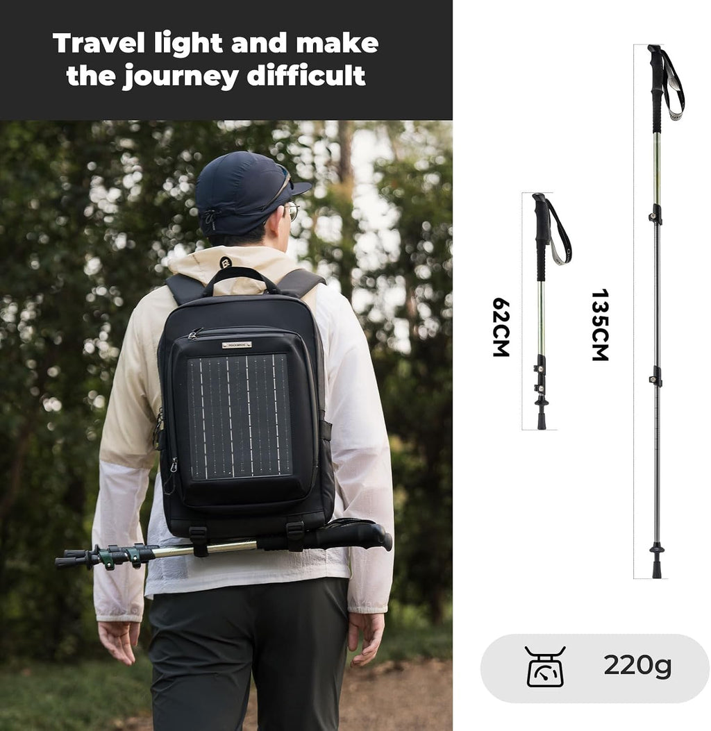 Ultralight Trekking Pole, Collapsible Hiking Pole with EVA Grip & Carbon Tip, 6061 Aluminum, Adjustable 62-135cm for Hiking Camping, 1 Stick