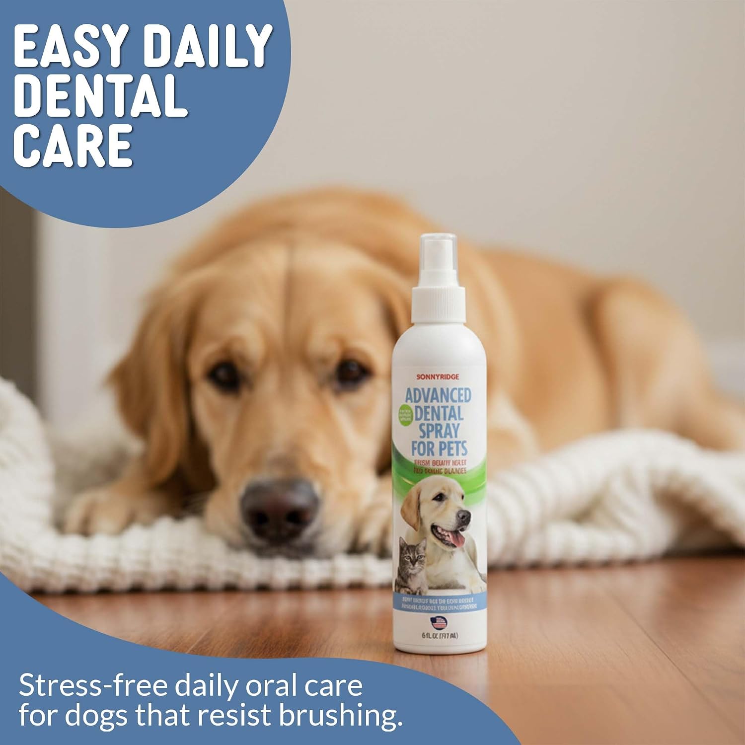 Dog Dental Spray Removes Tartar, Plaque and Freshens Breath Instantly. The Most Advanced Dental Spray for Healthy Teeth, Gums and Oral Health Care for Your Dog, Cat or Pet - 1-8 oz. Bottle