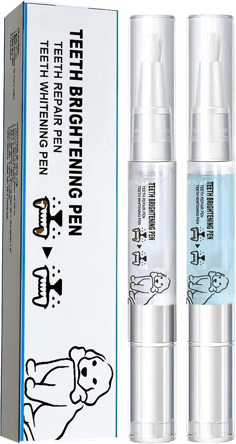 JoanofArc Pet Teeth Whitening Pen, Pet Toothbrush Pen, Pet Teeth Cleaning Pen, Used for Pet Dental Care, Strengthening Teeth, Freshening Breath, Cleaning Teeth, Dog and Cat Tartar Cleaning, Two Packs
