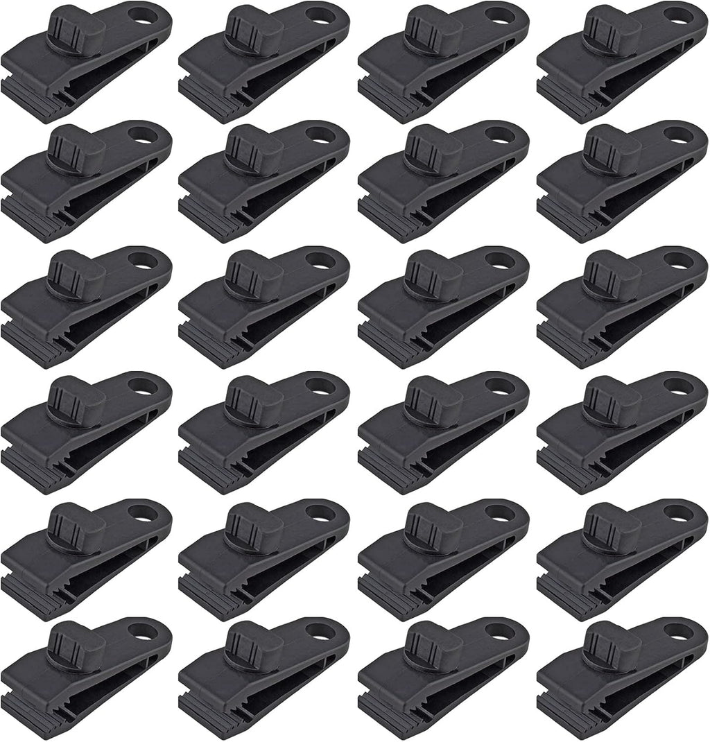 Jiozermi 24 Pcs Tarp Clips for Secures Outdoor Camping, Black