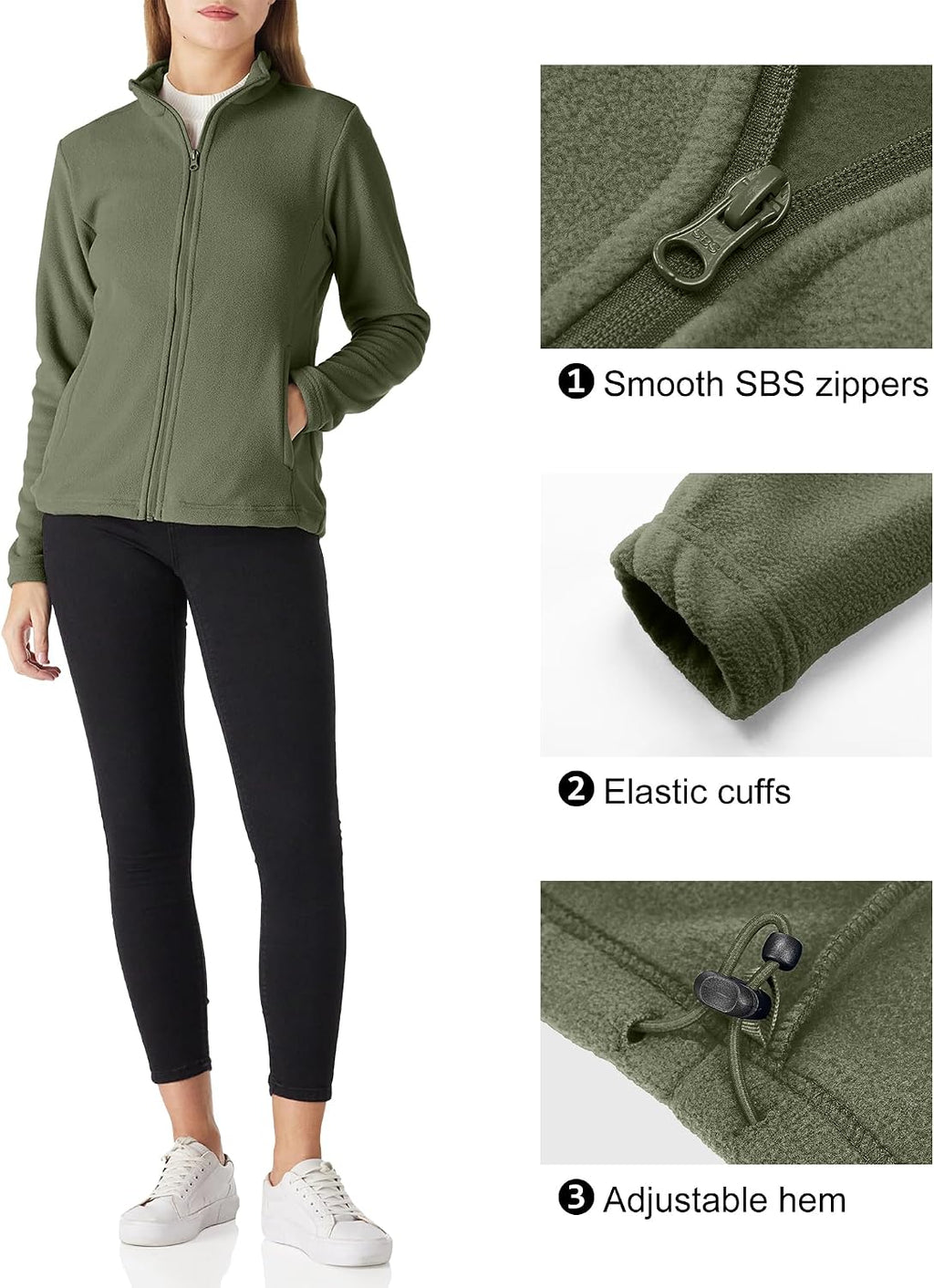 Outdoor Ventures Women's Lightweight Warm Polar Fleece Jacket Zip Up
