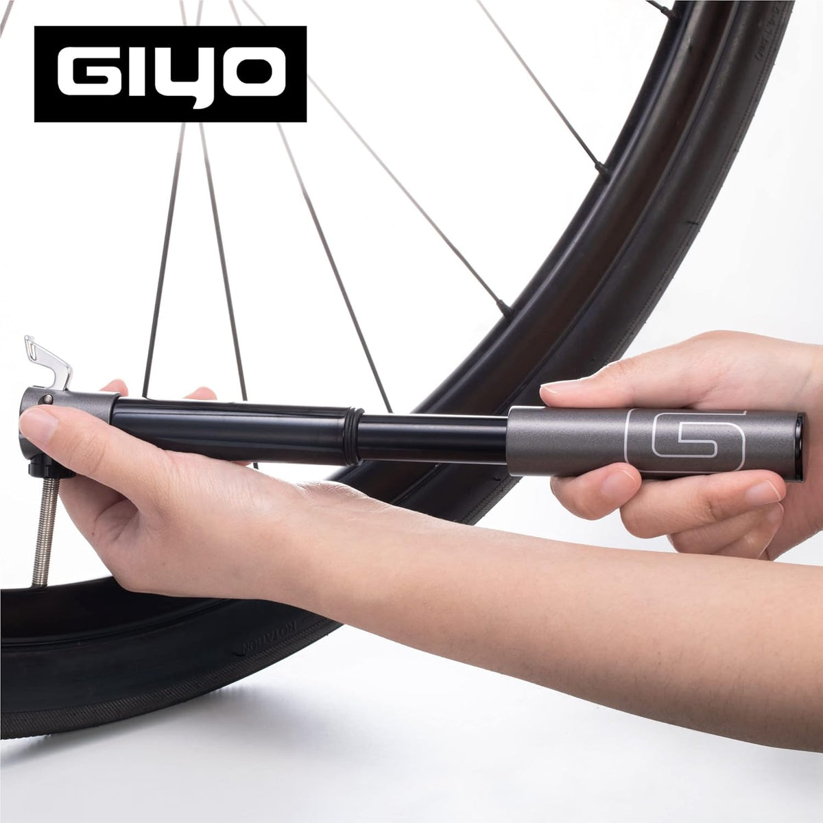 GIYO Small Bike tire Pump Schrader & Presta Valve for MTB 80 PSI Telescopic Barrel All Metal CNC Portable Mini Bike Pump Secure Valve Lock for Easy Pumping | Taiwan Made GM043