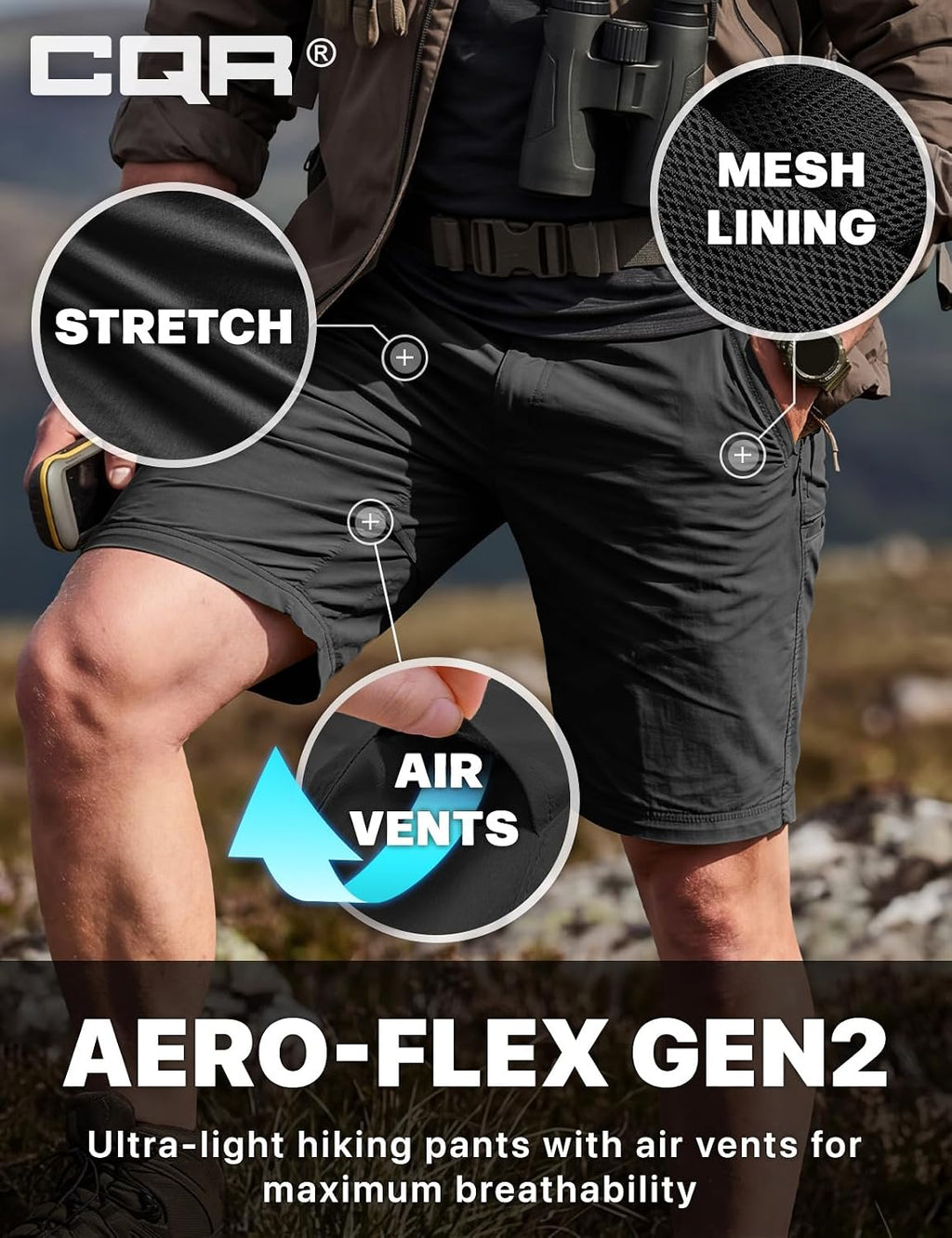 CQR Men's Convertible Cargo Tactical Pants, Water Resistant Outdoor Hiking Pants, Zip Off Lightweight Stretch Work Pants