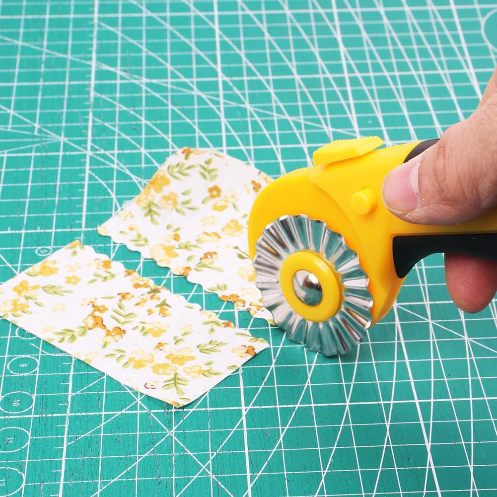 45mm Rotary Cutter for Fabric, 10PCS Titanium & Pinking Blades