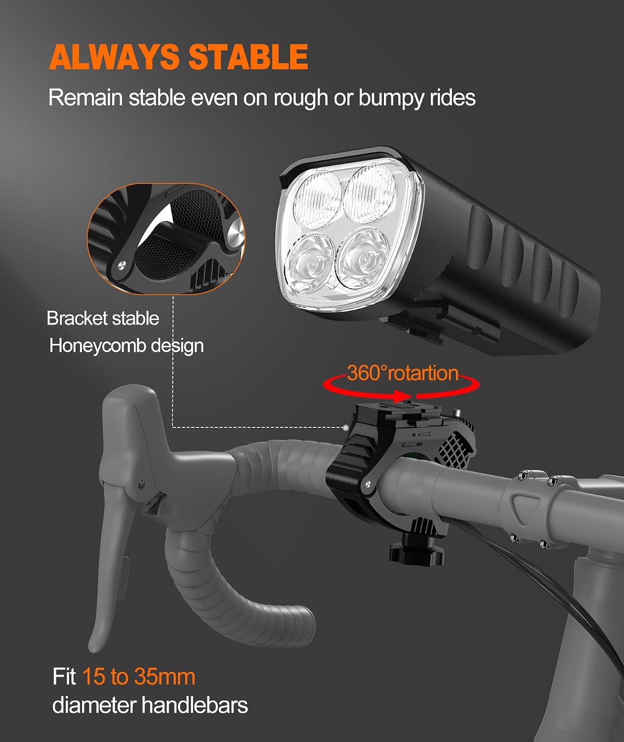 Front Bike Light or Front Headlight & Back Taillight Set, 2000 Lumens Super Bright Road Mountain Ebike Lights, Rechargeable & 6400mAh Ultra-Long Battery Life, 13 Lighting Modes