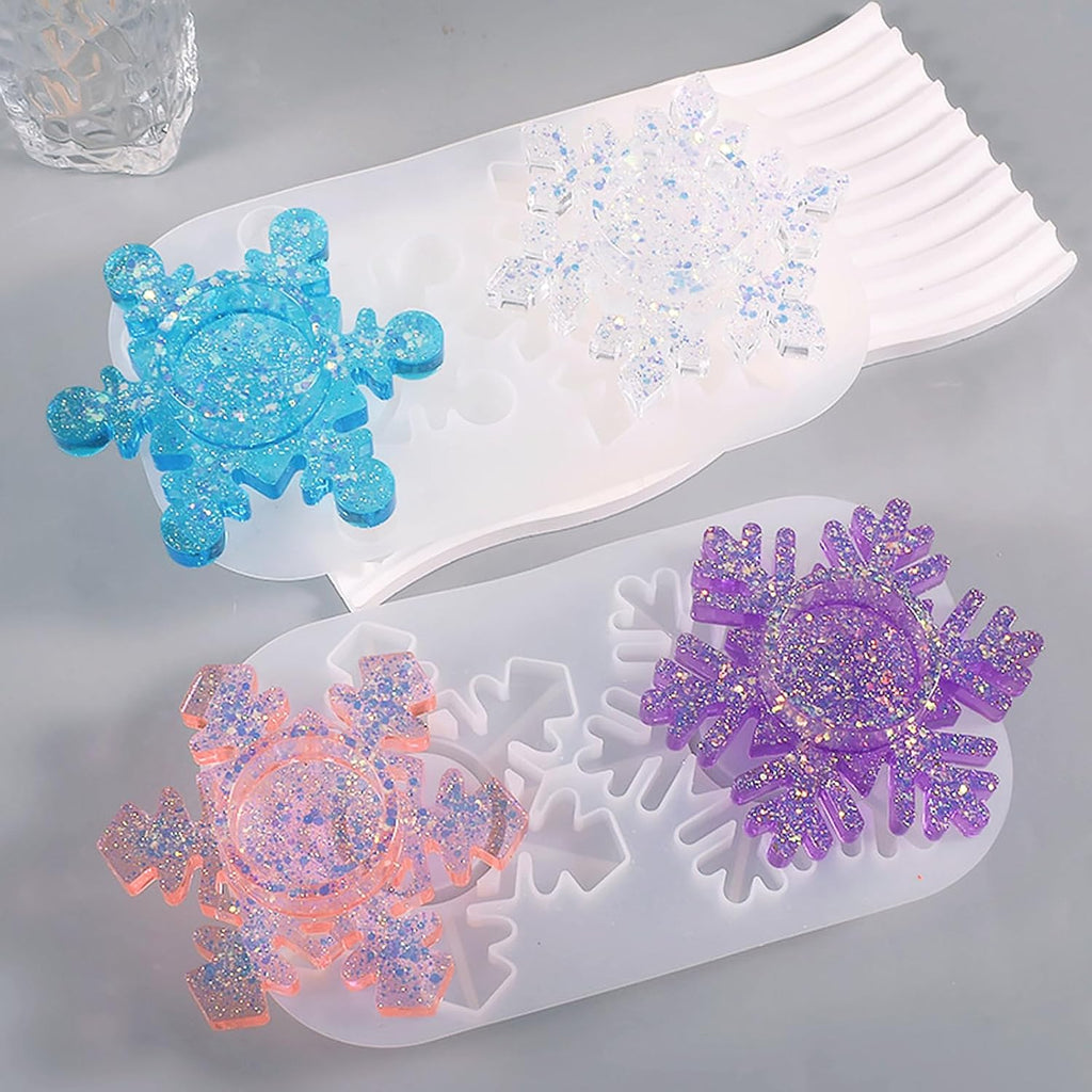 Christmas Silicone molds for Candle Making, Snowflakes Design Christmas Candle Holders Resin Molds for Party Decoration Candle Form Epoxy Plaster Mould