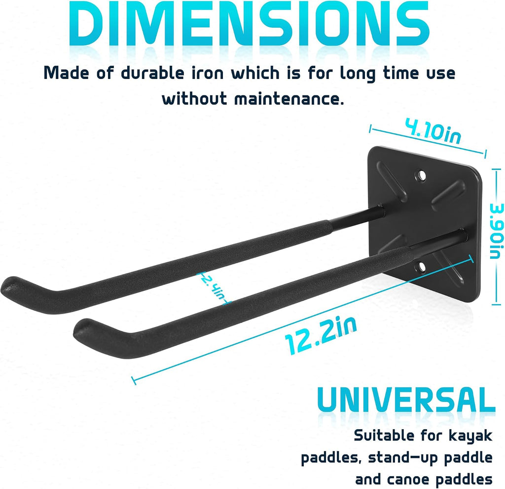 Antidious Kayak Paddles Storage Rack, Garage Metal Oars holder for up to 6 paddles Storage with Non-scratch Grip