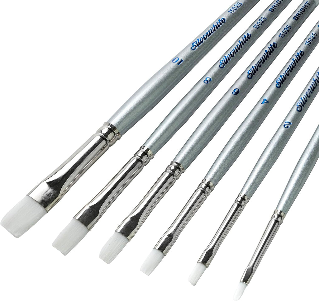 Silver Brush Limited Silverwhite Brights Watercolor Paintbrush Set, 6pc