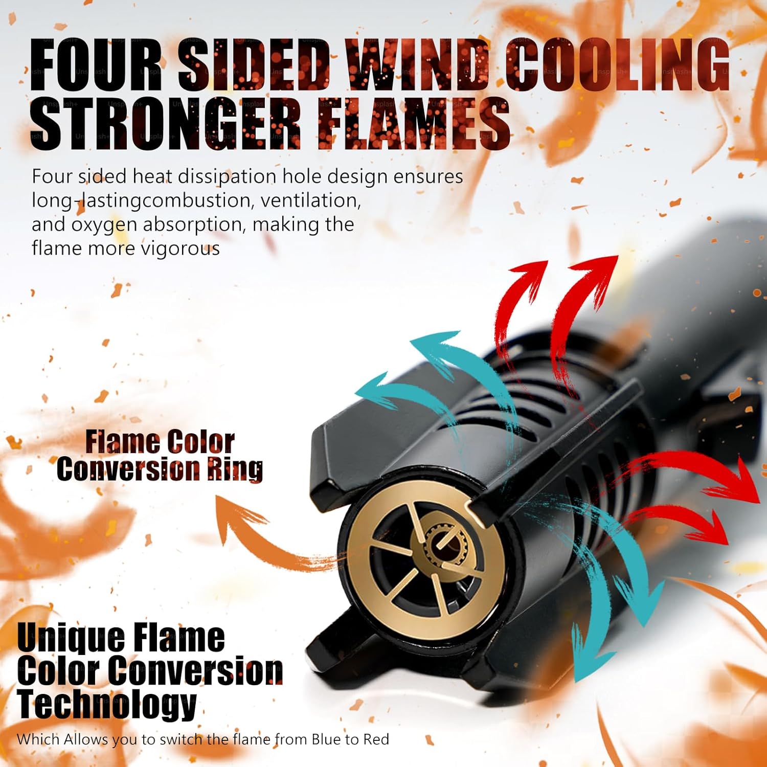 Camping Lighter, Torch Lighter, Straight Flame Bright Fire Refillable,Black