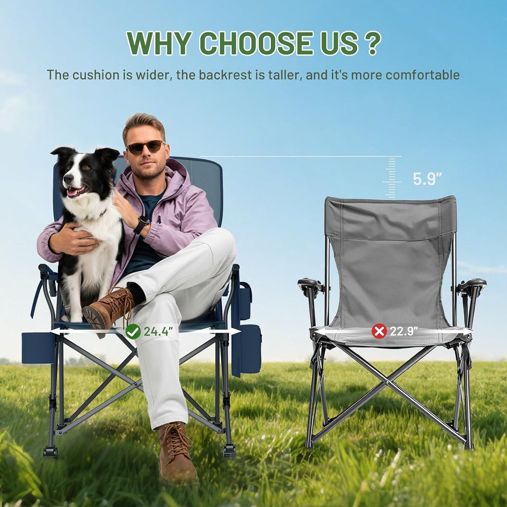TIMBER RIDGE Oversized Camping Chair 500lbs Lumbar Support High Back