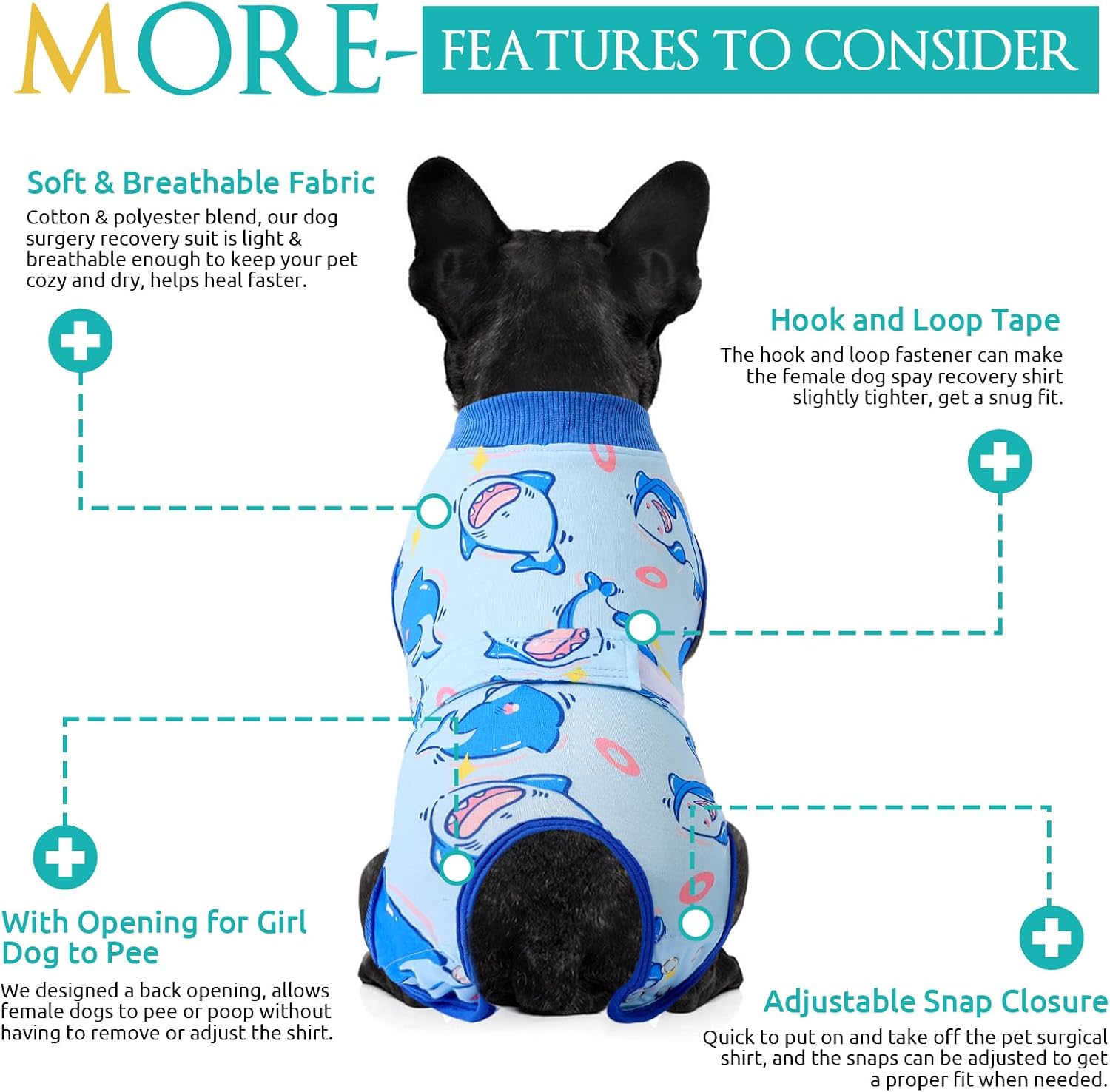 KOESON Lightweight & Soft Surgery Recovery Suit for Large Dogs Female Male