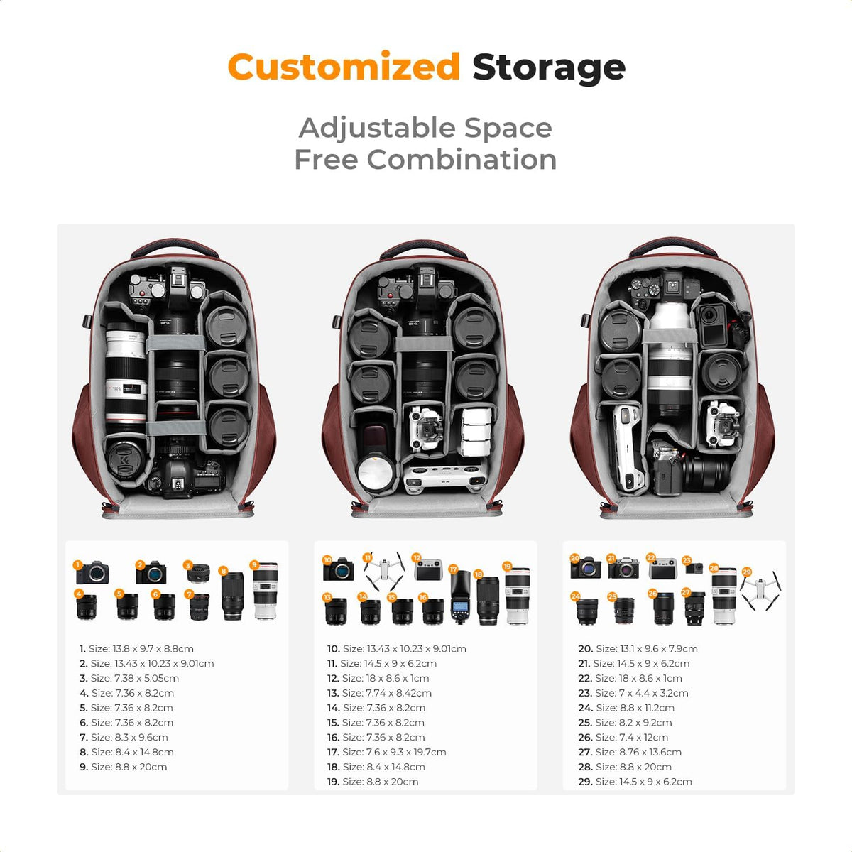 K&F CONCEPT Camera Backpack,Hardshell Photography DSLR Camera Bag