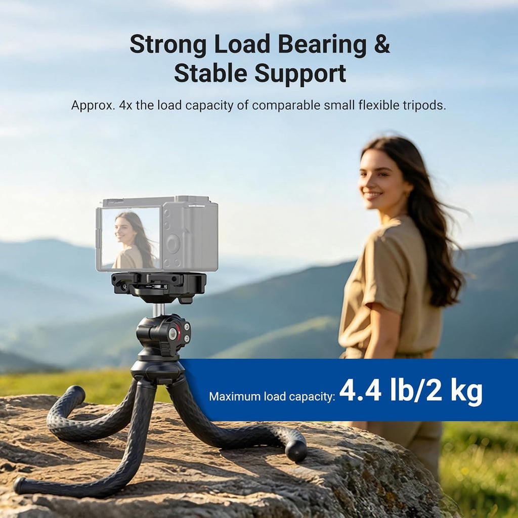 NEEWER Flexible Phone Tripod, Small Mini Camera Webcam Desk Stand, Phone Holder & Action Camera Mount Adapter Compatible with iPhone GoPro DJI Pocket 4 3 Xtra Muse Insta360 for Video Recording, TP34