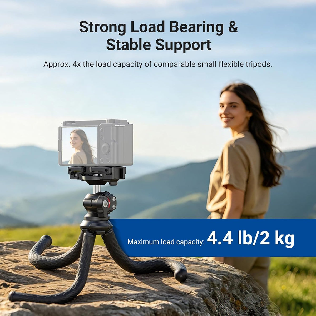 NEEWER Flexible Phone Tripod, Small Mini Camera Webcam Desk Stand, Phone Holder & Action Camera Mount Adapter Compatible with iPhone GoPro DJI Pocket 4 3 Xtra Muse Insta360 for Video Recording, TP34