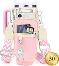 Water Bottle Carrier Bag with Canvas Shoulder Strap for Stanley 30 oz Tumbler with Handle, Water Bottle Holder Pouch with 6.7'' Phone Pocket for Stanley Cup Accessories, Birthday Gifts for Men Women