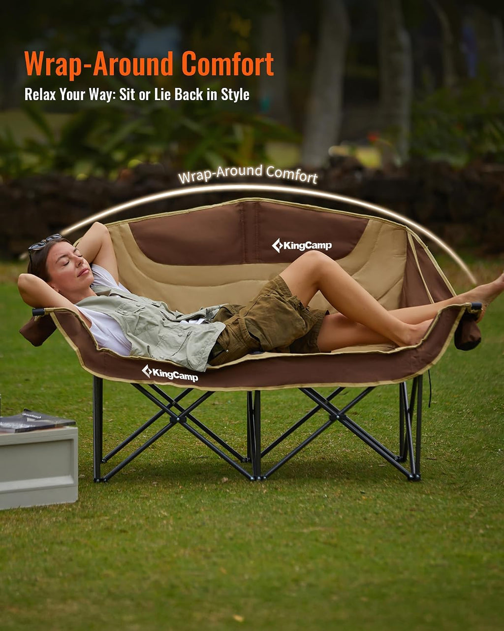 KingCamp Double Camping Chair, Oversized 880lbs Heavy Duty Loveseat XL