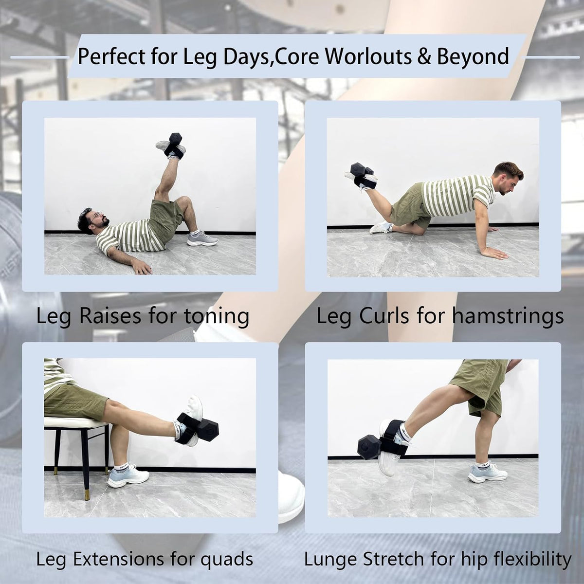 Dumbbell Foot Attachment, Ankle Strap for Dumbbell, Hamstring Curl, Foot Weights for Exercise, Portable Leg Workout Fitness Accessory, Adjustable Leg Weights for Men or Women, 1PCS