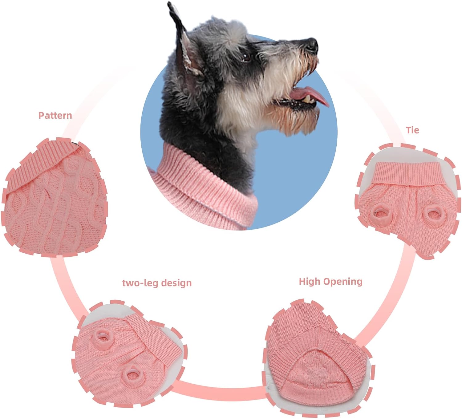 Small Dog Sweaters, Soft Knit Cold Weather Turtleneck Dog Clothes, Lightweight Warm Puppy Sweater for Chihuahua, Dachshund, Shih Tzu, Yorkie (Pink, M)