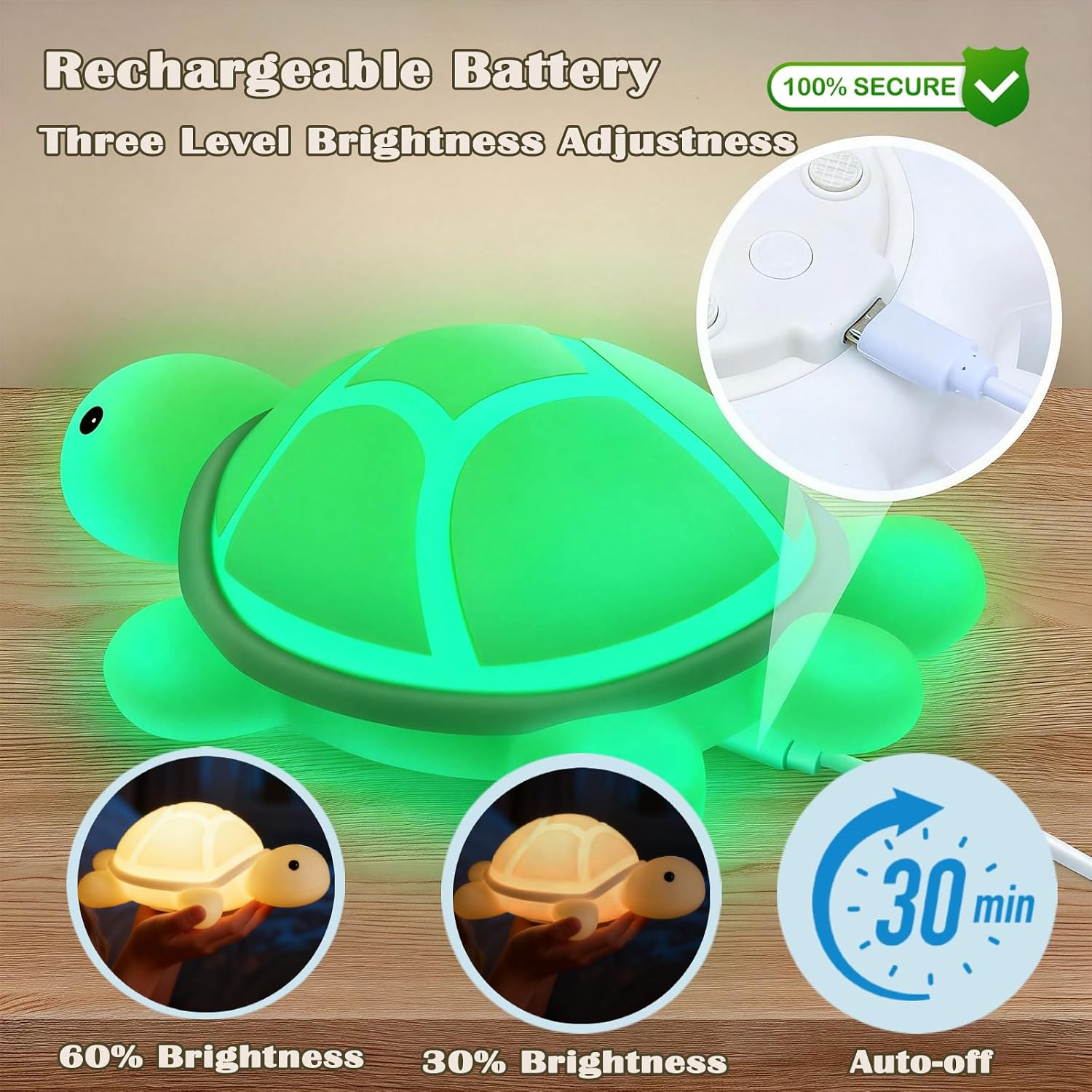 Turtle Night Light, Sea Turtle Gifts, Cute Soft Silicone Squishy LED Lamp with 7 RGB Colors , Dimmable, Timer, Touch Control, Kids' Bedroom Decor, Gift for Children, Breastfeeding Nursery Birthdays