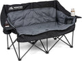 Oversized Double Camping Chair Padded Camping Chairs for Adults,Black