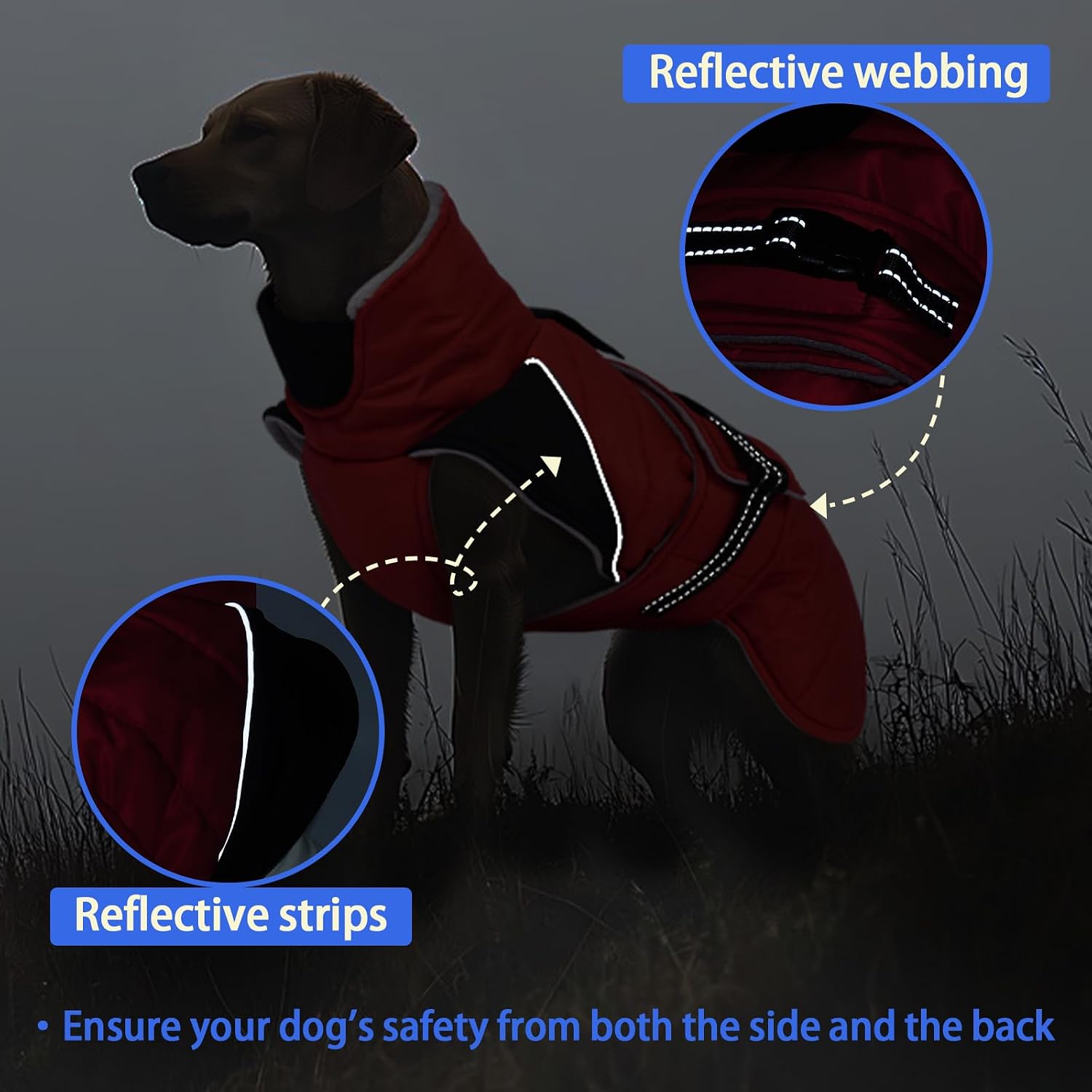MIGOHI Cozy Small Dog Coat - Reflective Dog Coat for Small Dogs,Fleece Winter Coats Jacket for Dogs with Leash Hole,Snowproof Thick Puppy Clothes,Pomeranian,Chihuahua,XS,RedBlack