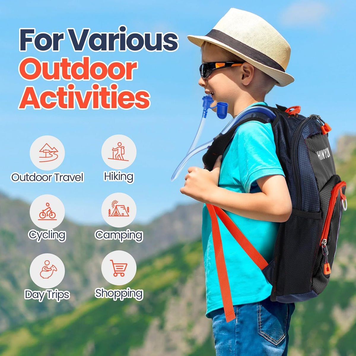 Shinylin 2 Pcs Kids Hydration Hiking Backpack