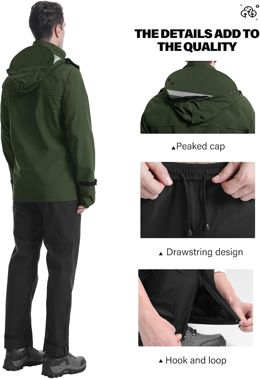 iCreek Rain Suit Waterproof Breathable Lightweight 2-Piece Rain Gear Unisex