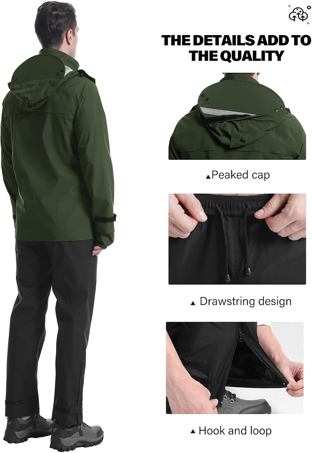 iCreek Rain Suit Waterproof Breathable Lightweight 2-Piece Rain Gear Unisex
