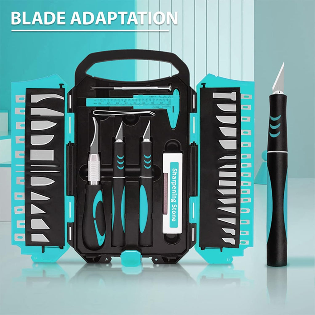 MANUFORE 34pcs Large Exacto Knife Set Craft Precision Knife Set Blue