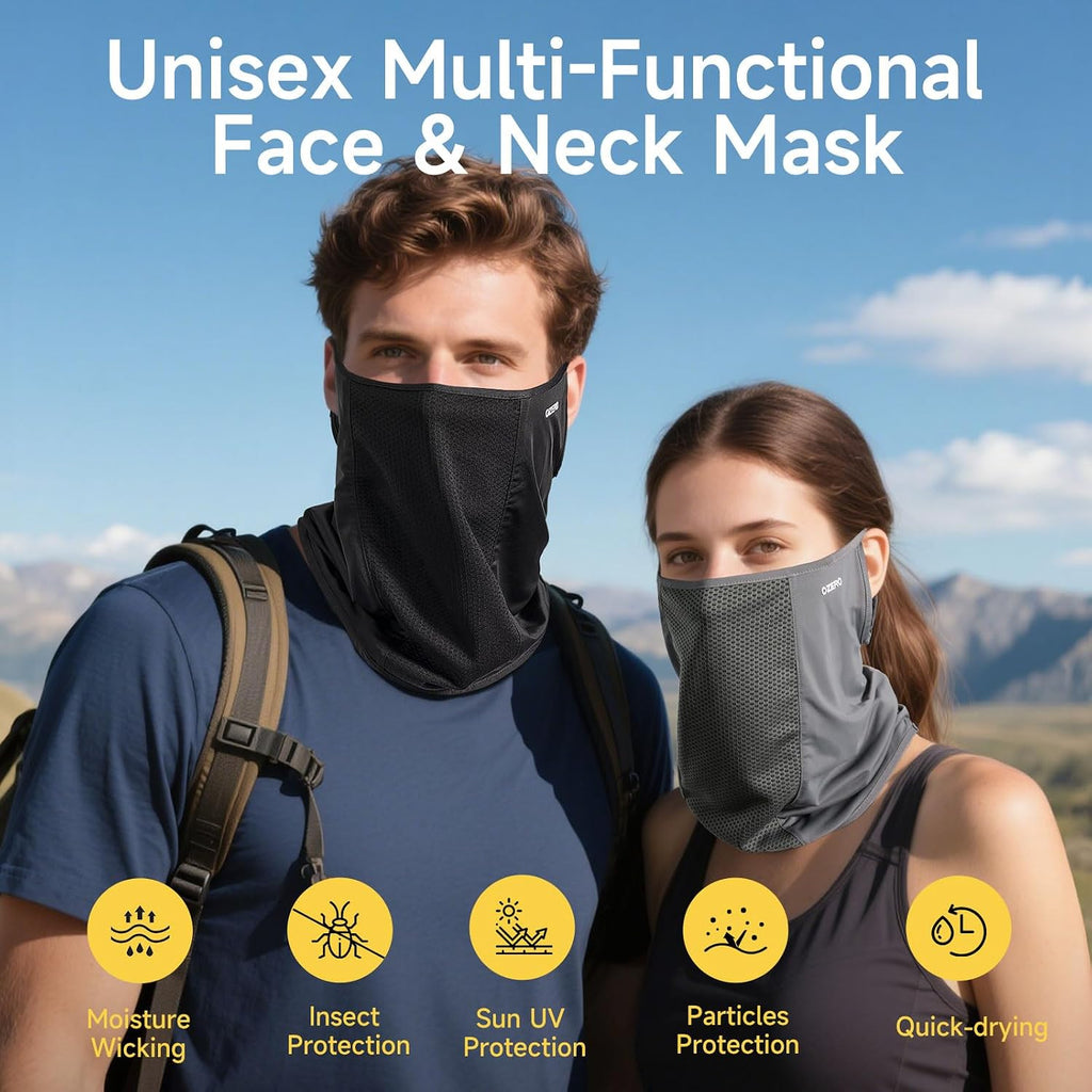 OZERO Cooling Neck Gaiter Face Mask With Ear Loops, UPF 50+ UV Protection