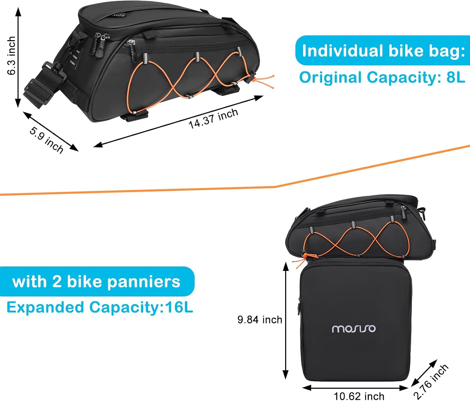 MOSISO Bike Rack Bag Bicycle Bike Trunk Cooler Storage Handbag, Black