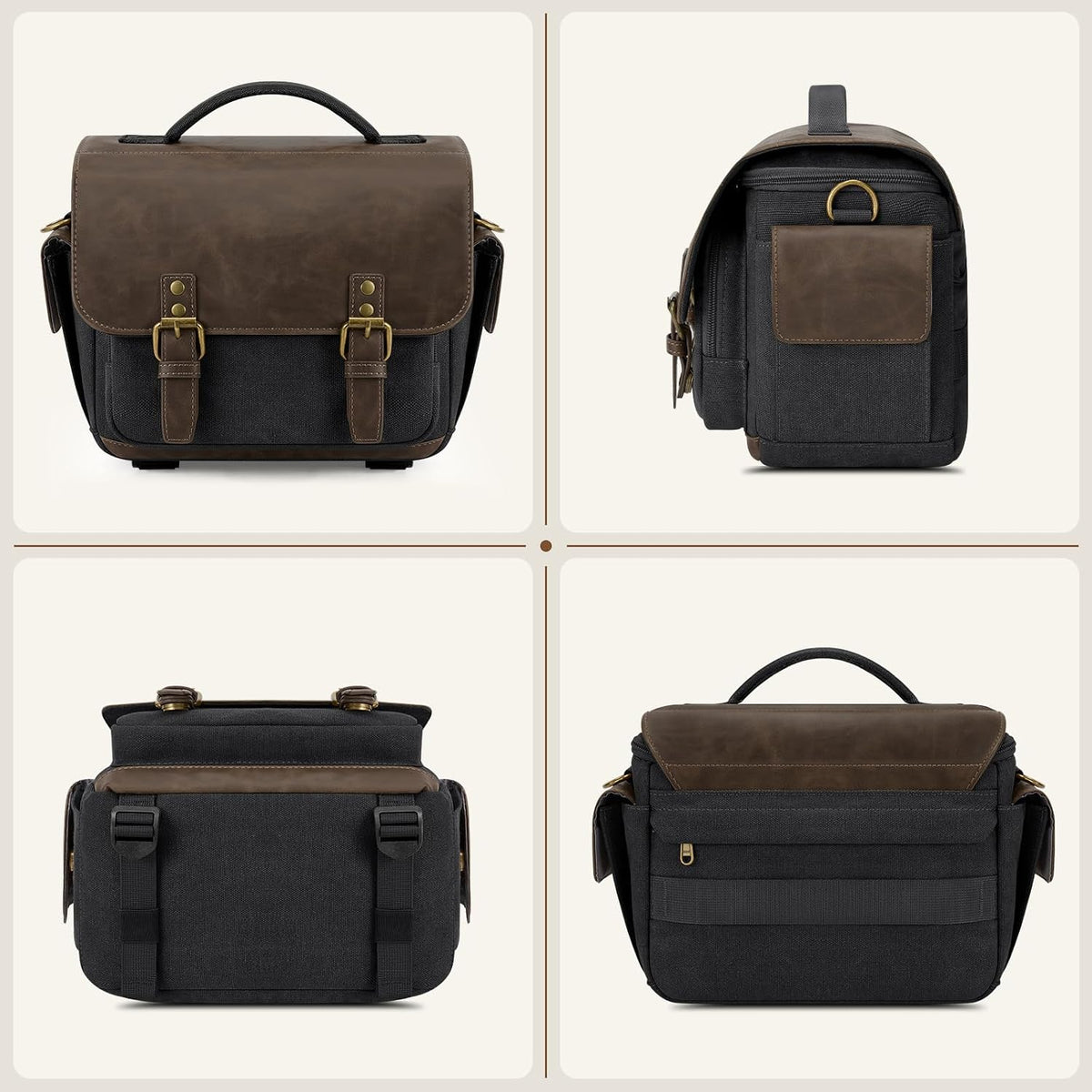 RAINSMORE Camera Bag, Vintage Canvas Camera Sling Bag Crossbody Camera Case