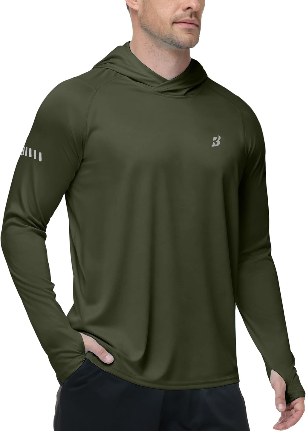 Roadbox Men's UPF 50+ Sun Hoodie, UV Long Sleeve Fishing Shirts Rash Guard