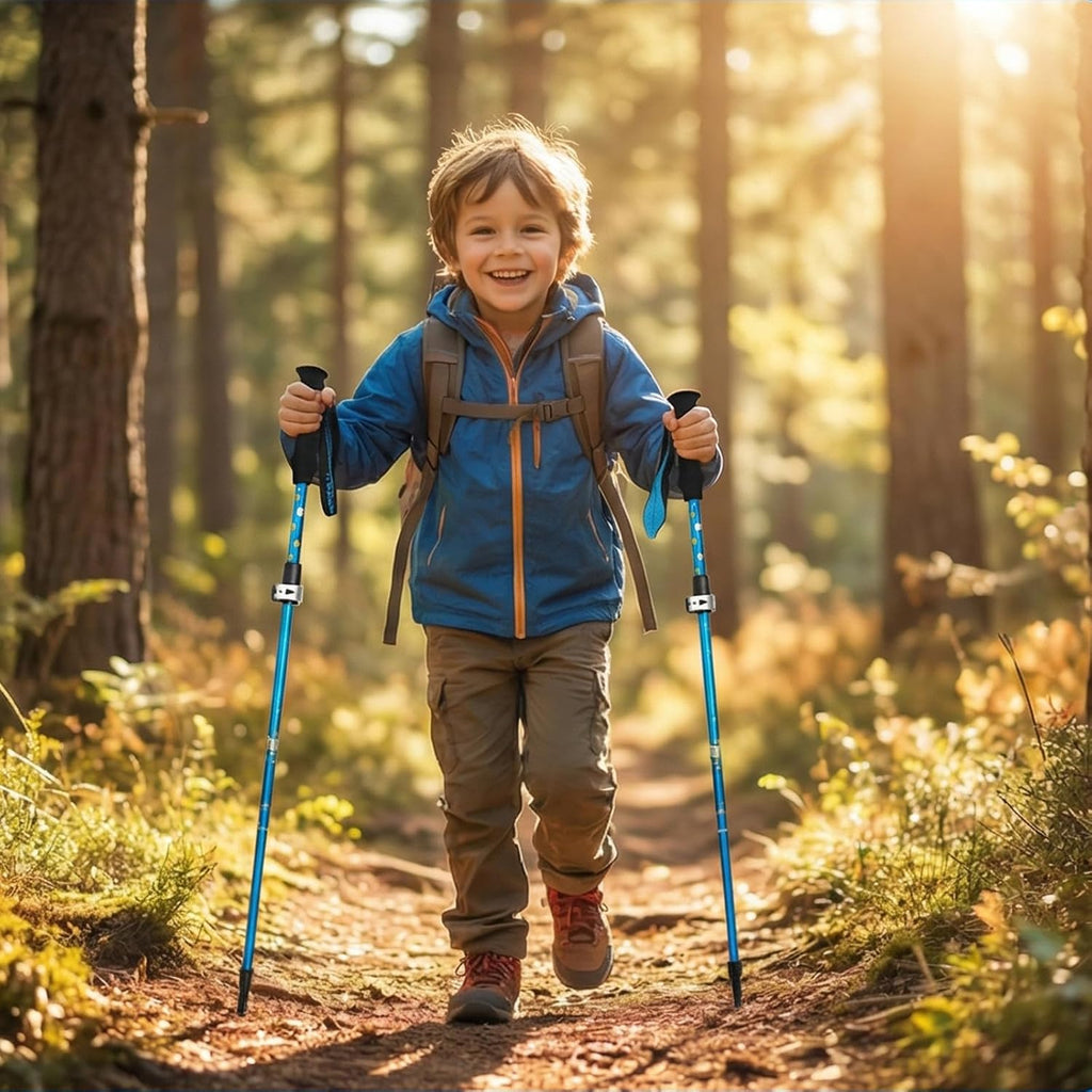 Kids Hiking Poles Lightweight Adjustable Trekking Sticks Collapsible