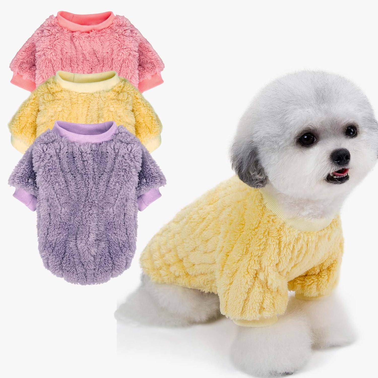 FabriCastle Christmas Dog Sweater, 2-Pack Dog Clothes, Soft and Warm Pet Jackets for Small Dogs & Cats, Winter Pet Apparel Costumes, Puppy Outfits (Dark red,Dark Green, Medium)