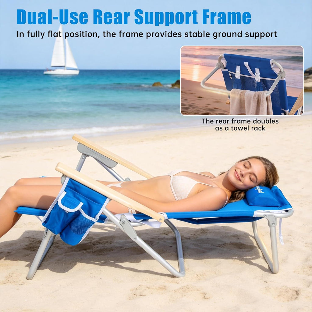 SUNNYFEEL XL 28" Extra Wide Beach Chair for Adults,Low Backpack Beach Chair
