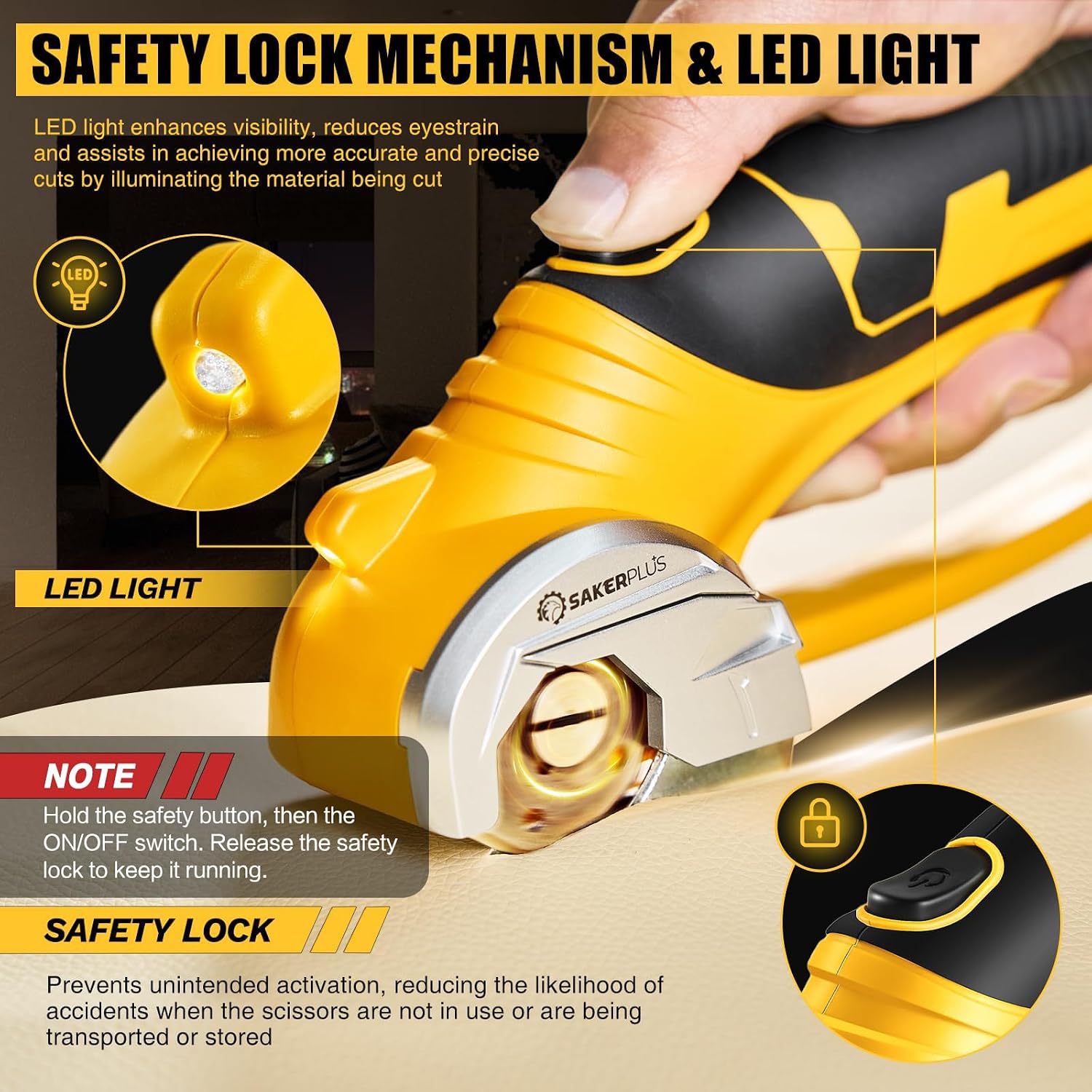 SakerPlus Cordless Electric Scissors, 4V Rechargeable Cardboard Cutter