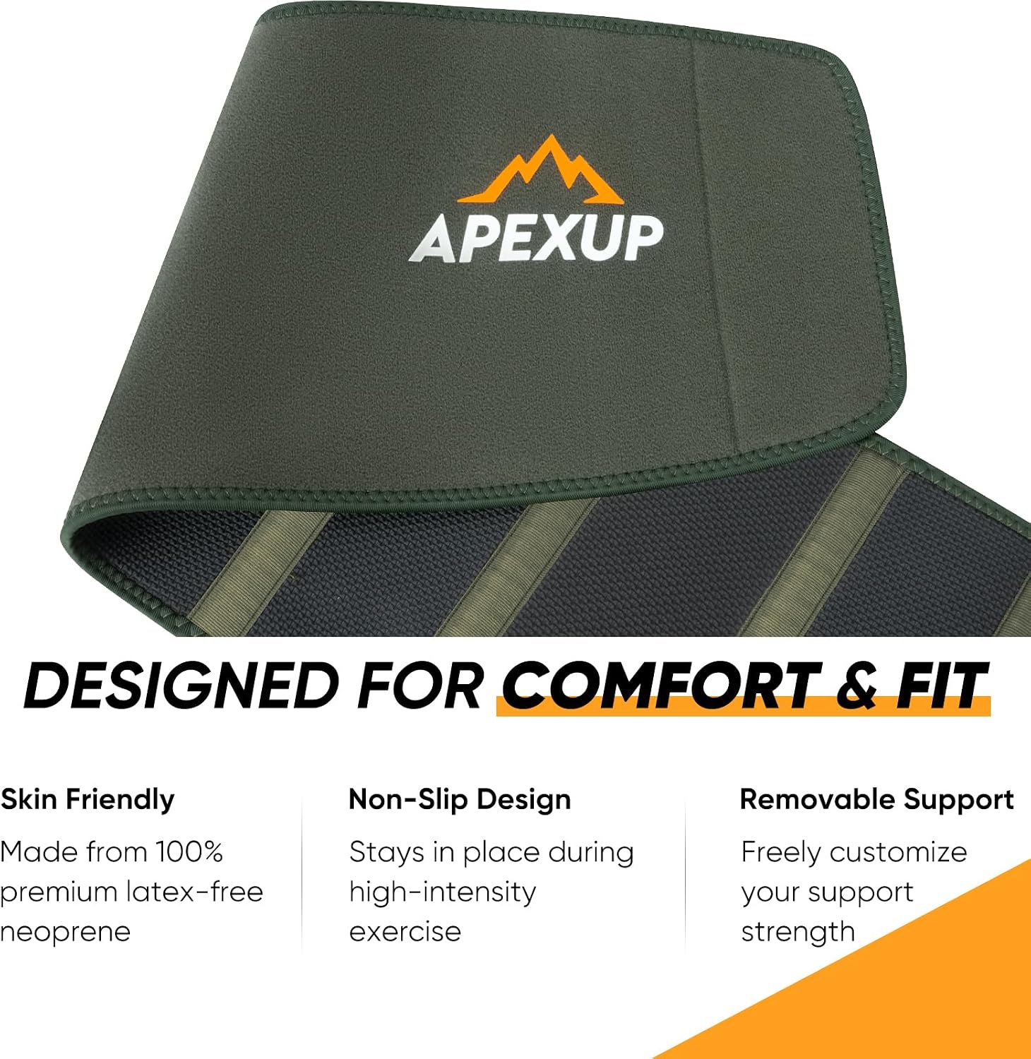 APEXUP Waist Trainer for Women Lower Belly Fat, Men Sweat Band, Stomach Wrap, Waist Trimmer with Removable Lumbar Support