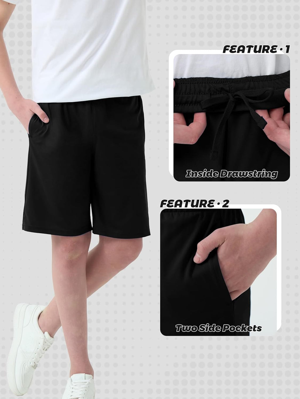 5 Pack Boys Athletic Shorts Basketball Soccer Dry-Fit Shorts with Pockets | Moisture Wicking,Breathable Lightweight Fabric,Sports &Outdoor Wear for Teen Kids Youth, Elastic Waist Pockets