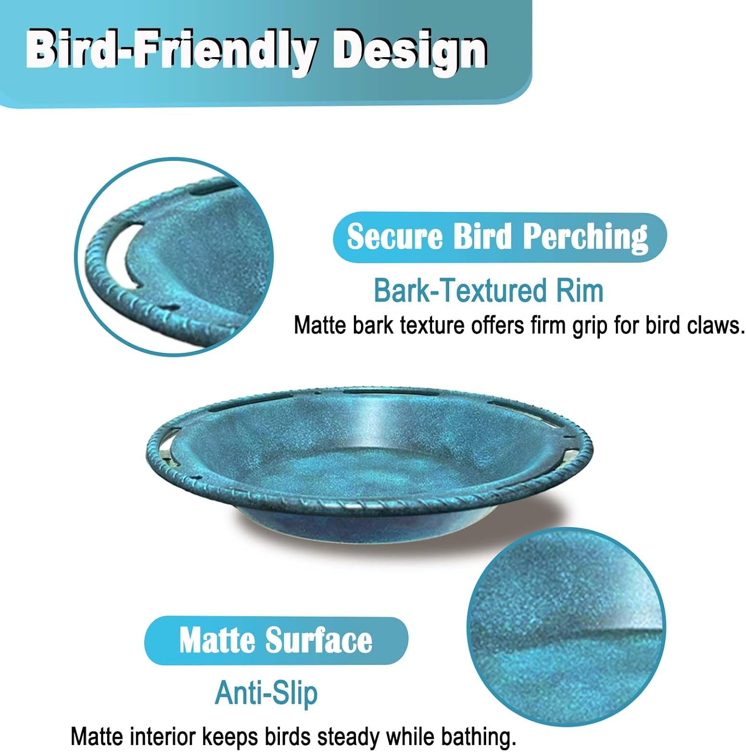 Hanging Bird Bath & Feeder Bowl, 12 in, Antique Blue