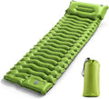 Camping Sleeping Pad, Ultralight Inflatable Sleeping Mat with Pillow & Foot Pump, Extra Thick Compact Camping Mattress for Hiking, Backpacking & Tent Use, Dual-Colored Design (Green)