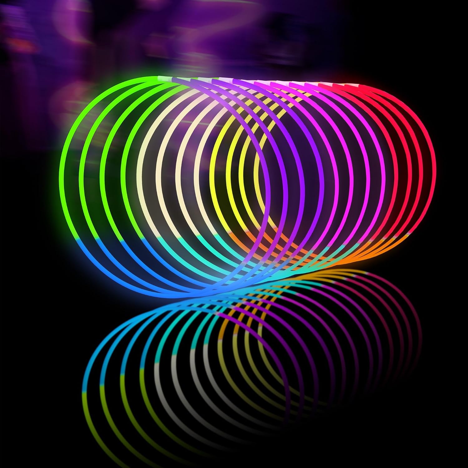 Glow Fever Glow Sticks Bulk 100ct 22'' Glow Necklaces with Connectors, Neon Light Sticks for Party Festivals Raves Concert Birthday Wedding, Yellow