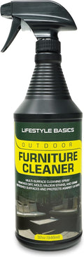 Lifestyle Basics Outdoor Furniture Cleaner + UV Protectant 32 Ounces | Stain Remover for Vinyl, Canvas, Wood, Metals, Plastics | Prevents Fading, Drying, Cracking