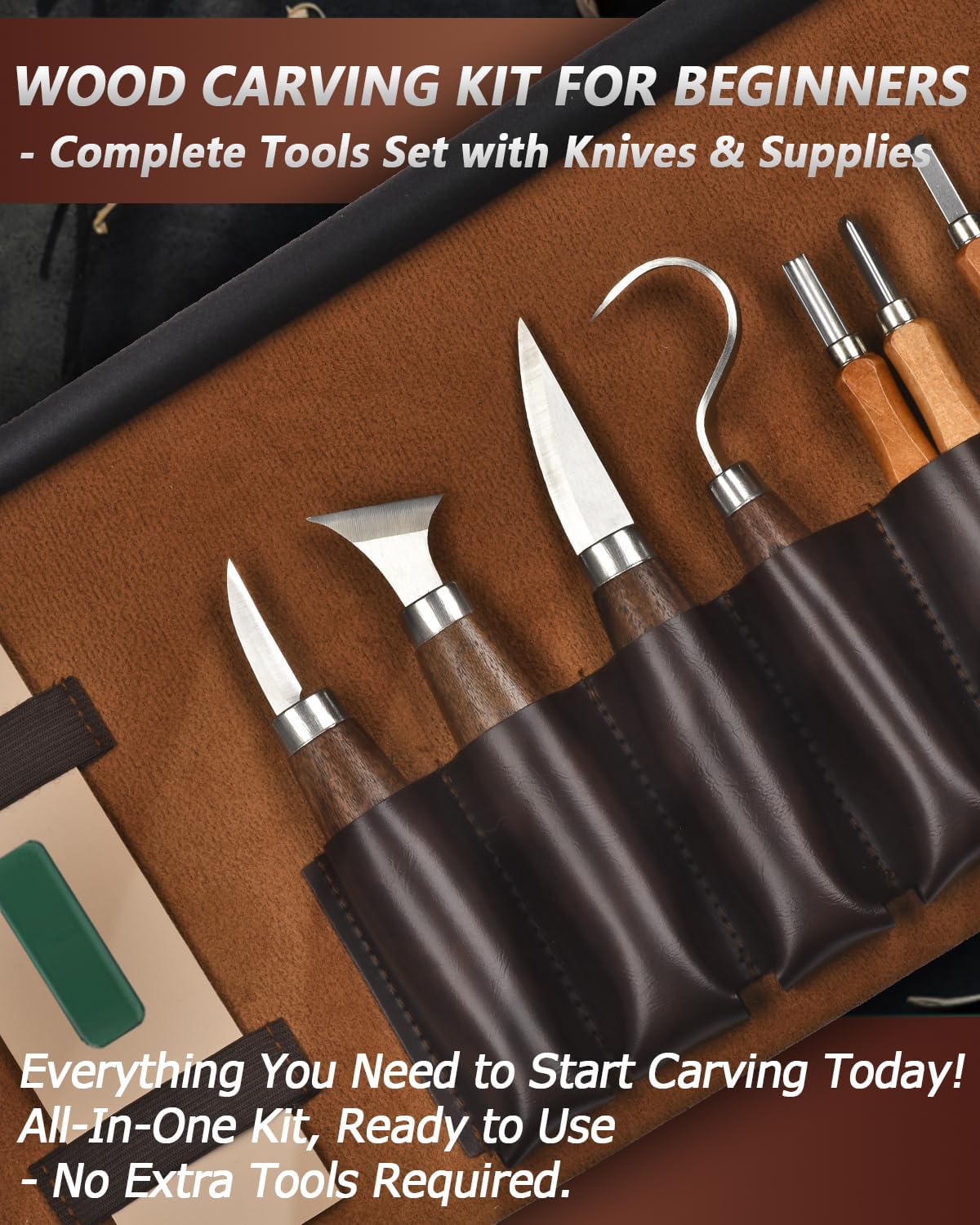 Wood Carving Kit Whittling Kit: Wood Carving Knife Tools with Leather Case